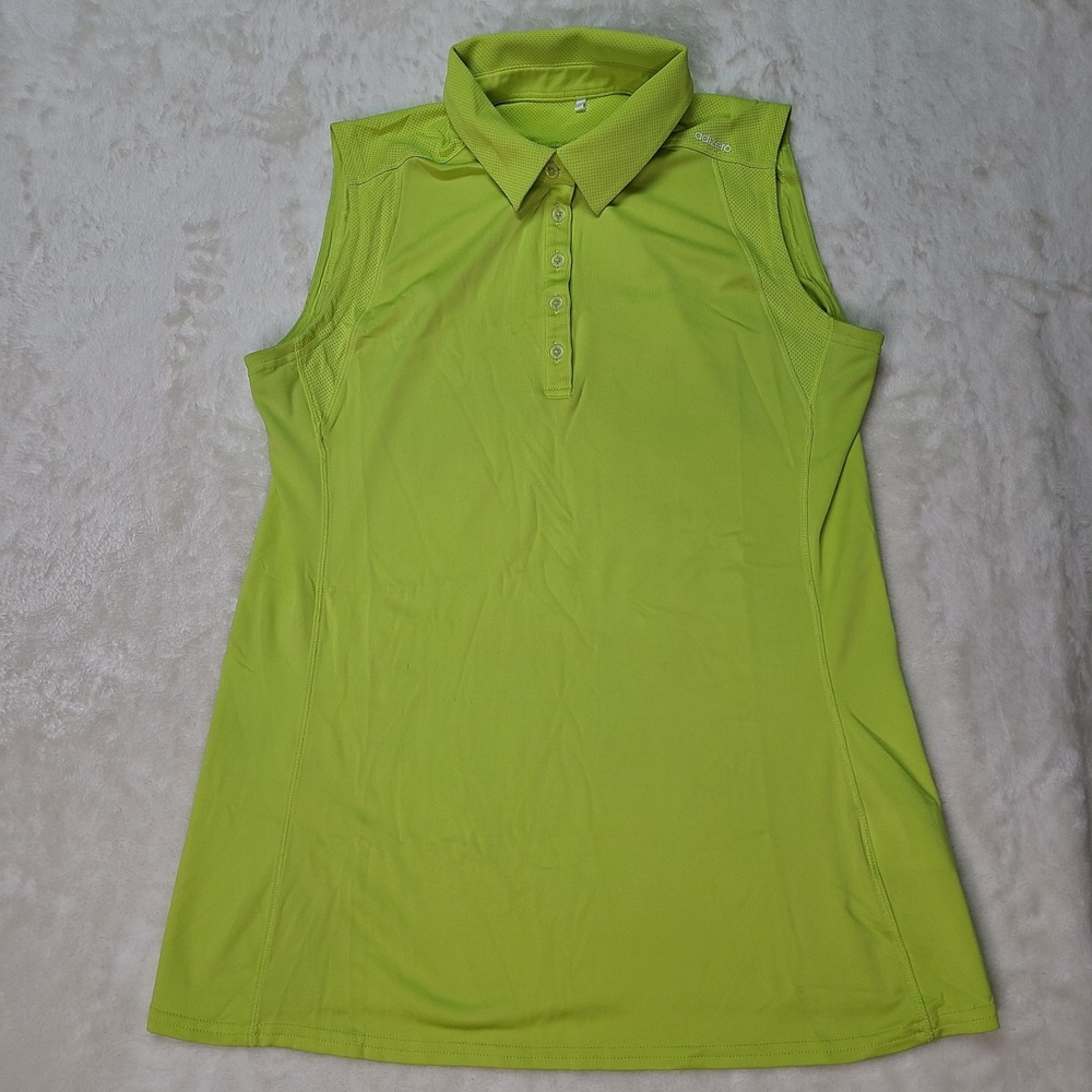 Adidas Adizero Womens Golf Med Neon Green Collared Sleeveless Lightweight Polo